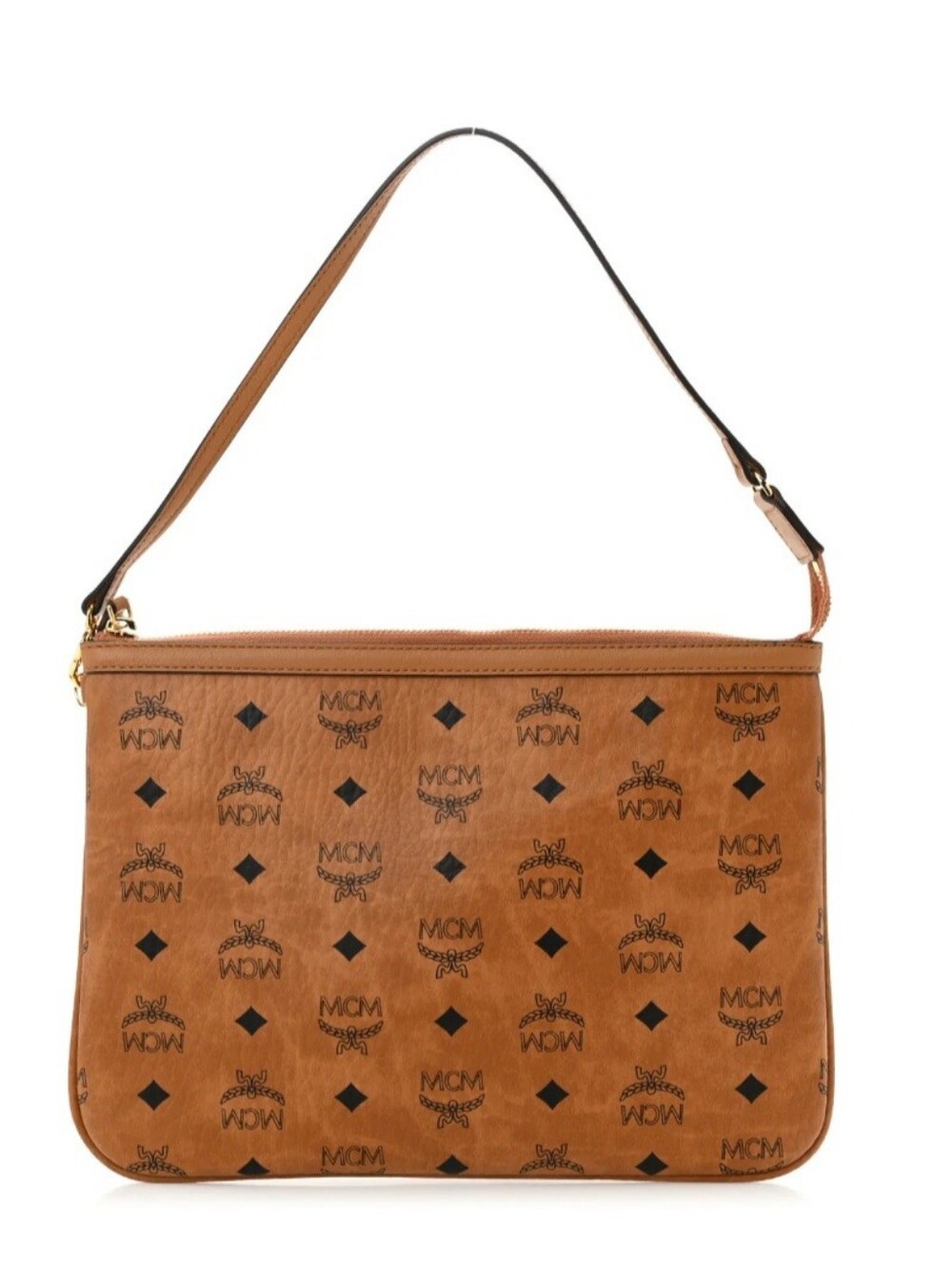 MCM Cognac Visetos Monogram Shoulder Pouch